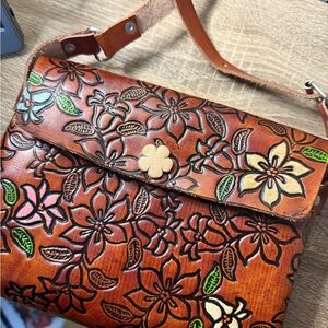 Floral Embossed Leather Bag